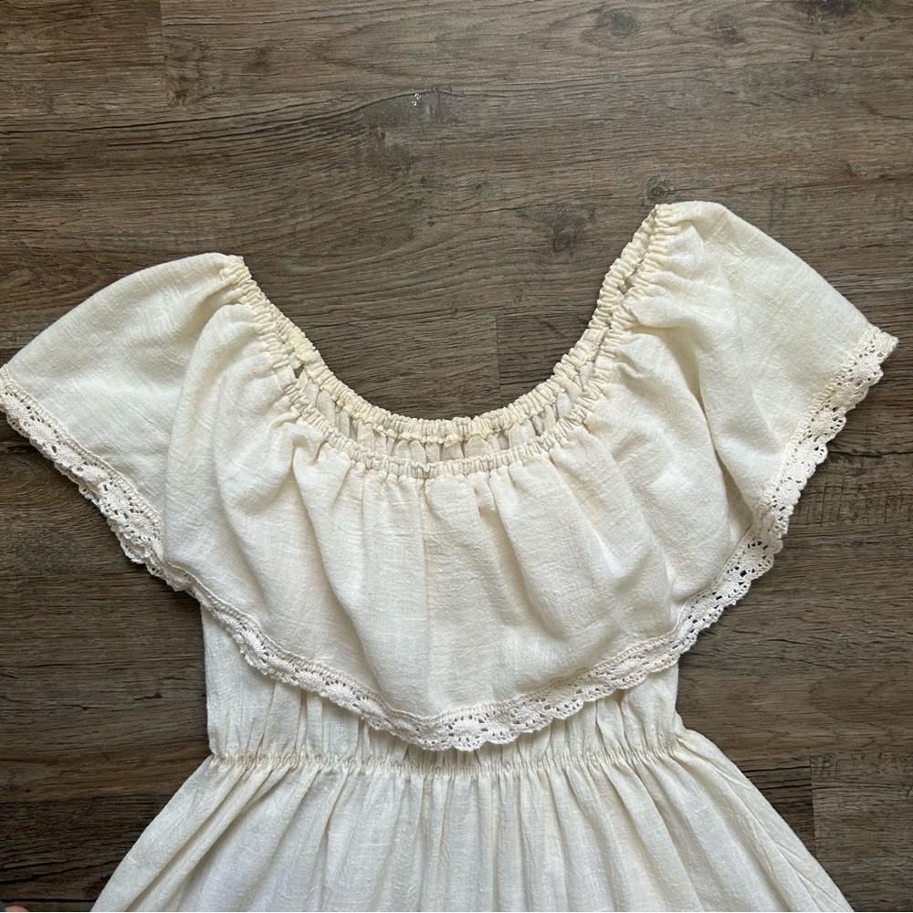 VINTAGE 70s Bohemian Campesina Mexican Wedding Peasant Dress - Picture 4 of 15